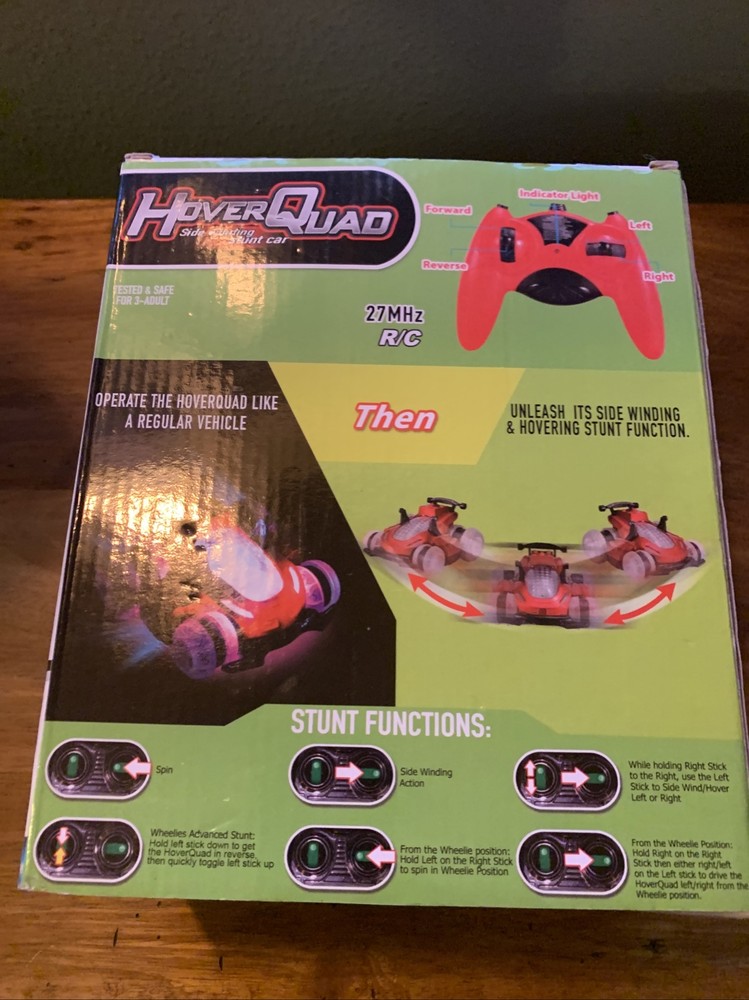 NEW Hover Quad Sidewinding Stunt Car Toy Remote Control Mindscope LED Lights