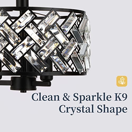 Semi Flush Mount Ceiling Light - 3-Light Crystal 11.81 inch Ceiling Light