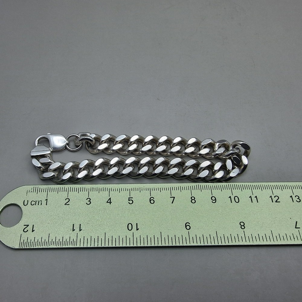 Sterling Silver Curb Link Bracelet – Solid 925 – Classic Heavy Chain