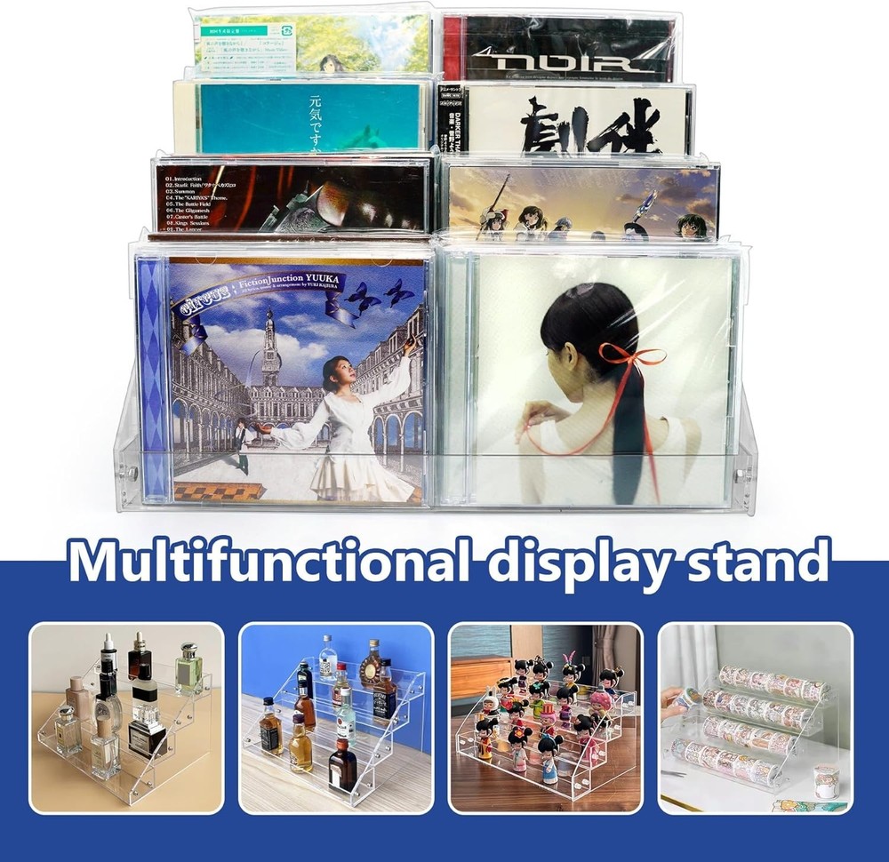 Stackable CD/DVD Multimedia Holder Media Storage Rack Clear Plastic 32 CD Holder