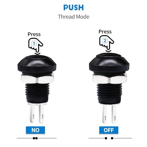 (3pcs) 8mm Switch:Momentary Toggle Push Button Switch:Aluminum Black