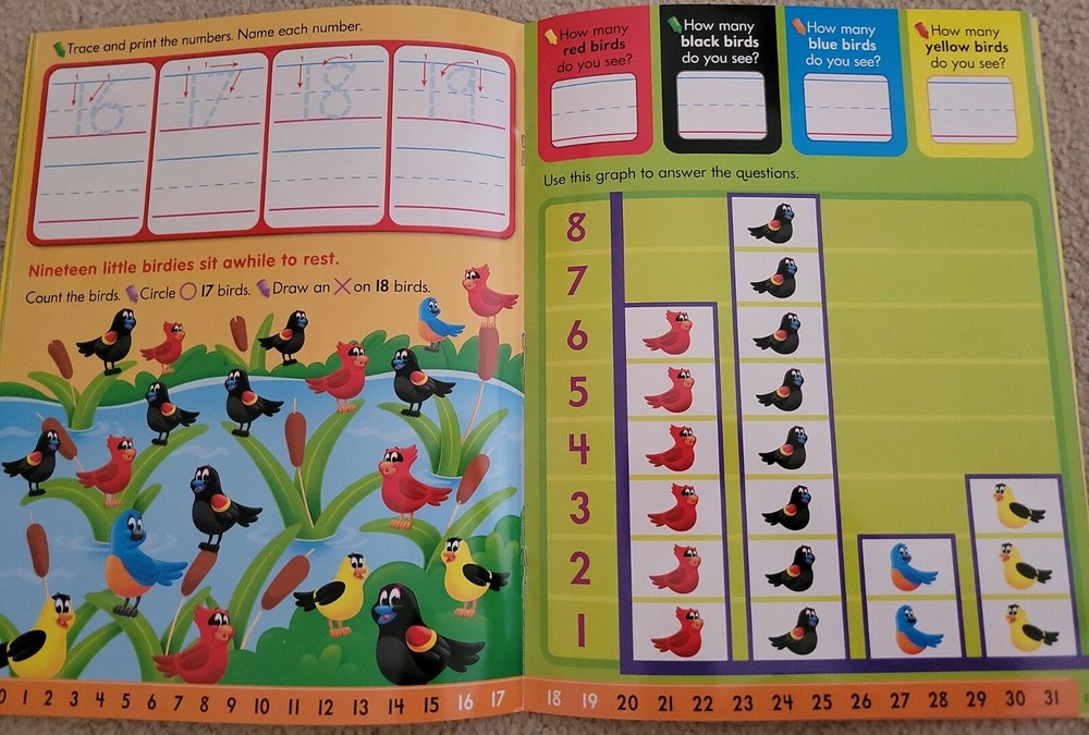 2 PK - K Learning Educational Wipe-Off Books 'Counting 0-31' & 'Everyday Math'