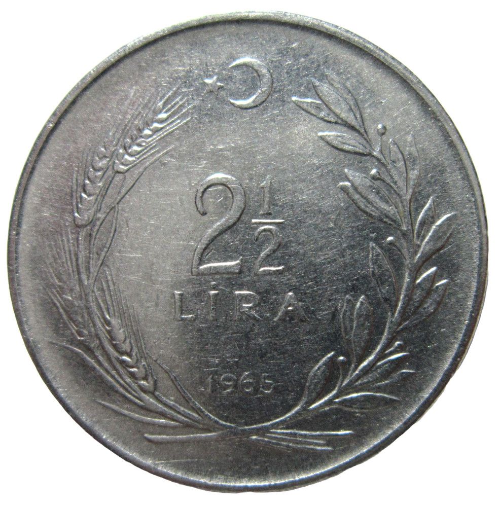 TURKEY. 2-1/2 LIRA, 1965.