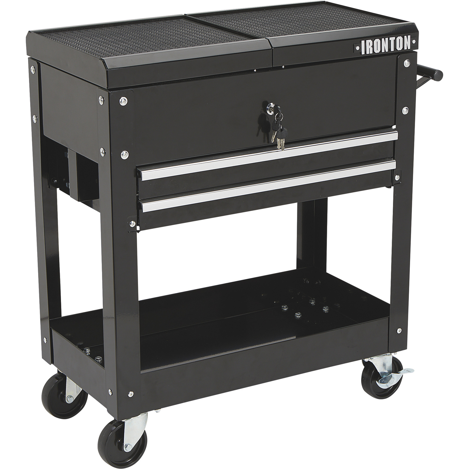 Ironton 28in. 2-Drawer Tool Cart, 30-1/2in.L x 14-1/2in.W x 33in.H, 350-Lb.