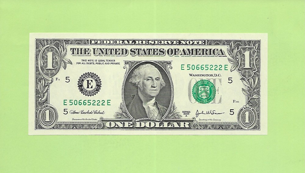 2003A ..UNCIRC $1  E 5066 5222 E  .... 2003A $1  E-E      NICE NOTE    FRN