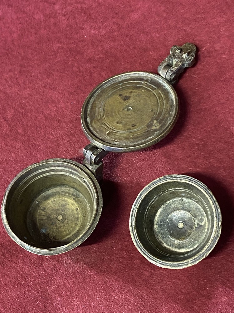 Antique Bronze Scale Weights In OZ Stacking Pots