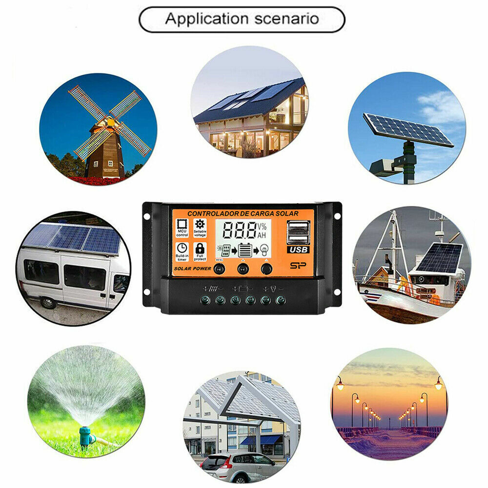 100A MPPT Solar Power Panel Regulator Charge LCD Controller 12/24V Dual USB AU