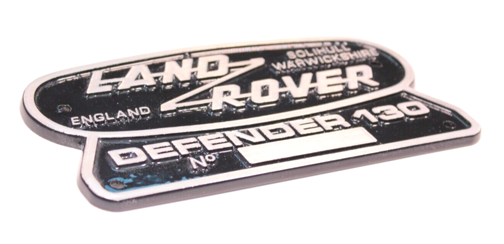 ALLUMINIUM SOLID DIE-CAST "LAND ROVER DEFENDER 130 SOLIHULL WARWICKSHIRE" BADGE