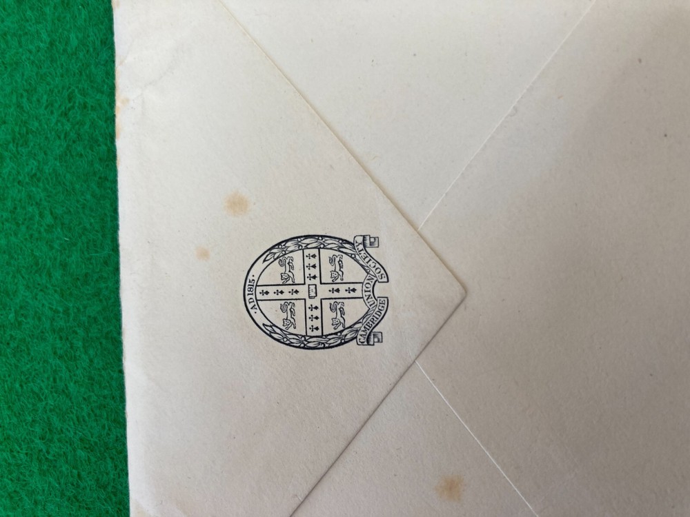 CAMBRIDGE UNIVERSITY UNION SOCIETY EDWARDIAN EMPTY ENVELOPE WITH ANNOTATIONS