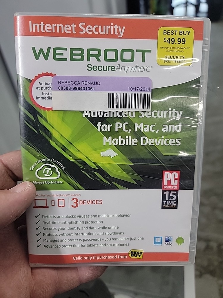 Webroot SecureAnywhere Internet Security  For PC Mac & Mobile Android & iOS New