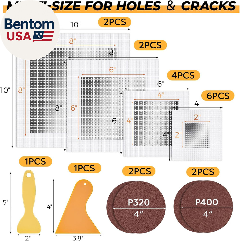 20 Pack Drywall Patch, 2/4/6/8 Inch Drywall Repair Patch, Large Hole Patch Repai