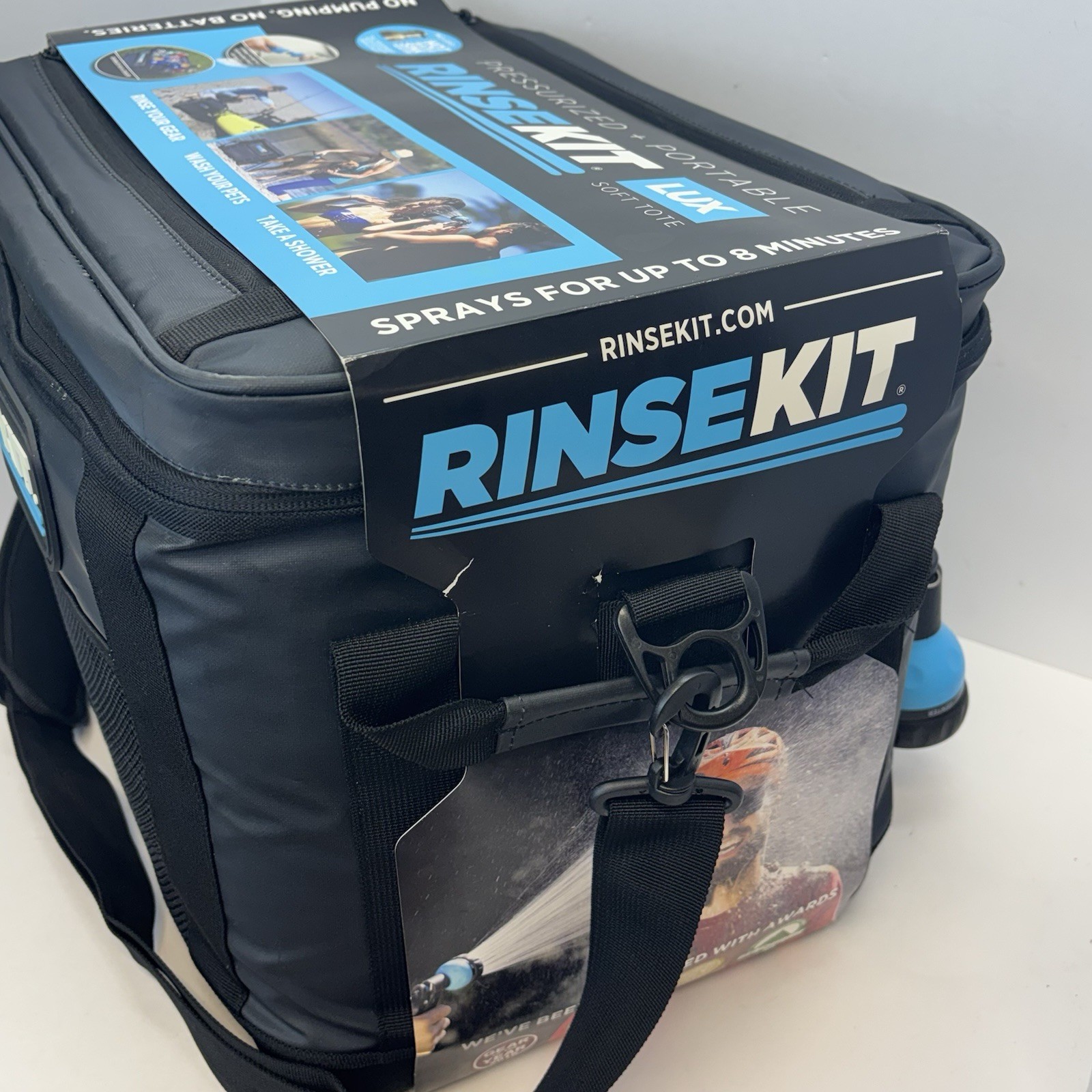 Rinsekit Lux Soft Tote 3 Gallon Pressurized Portable Shower - Brand New