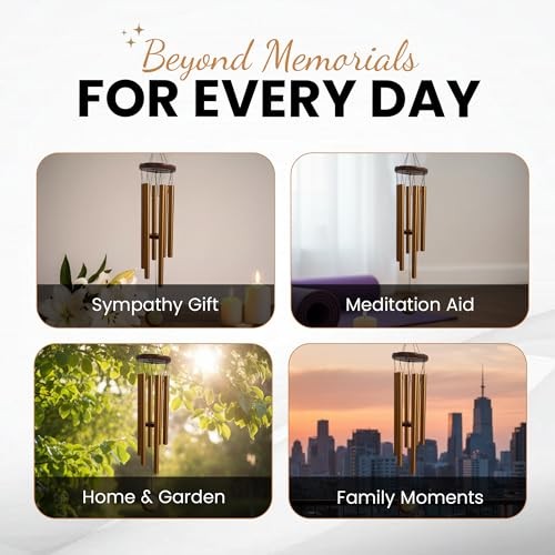 36" Personalized Memorial Wind Chimes with Custom Golden Image Insert Design