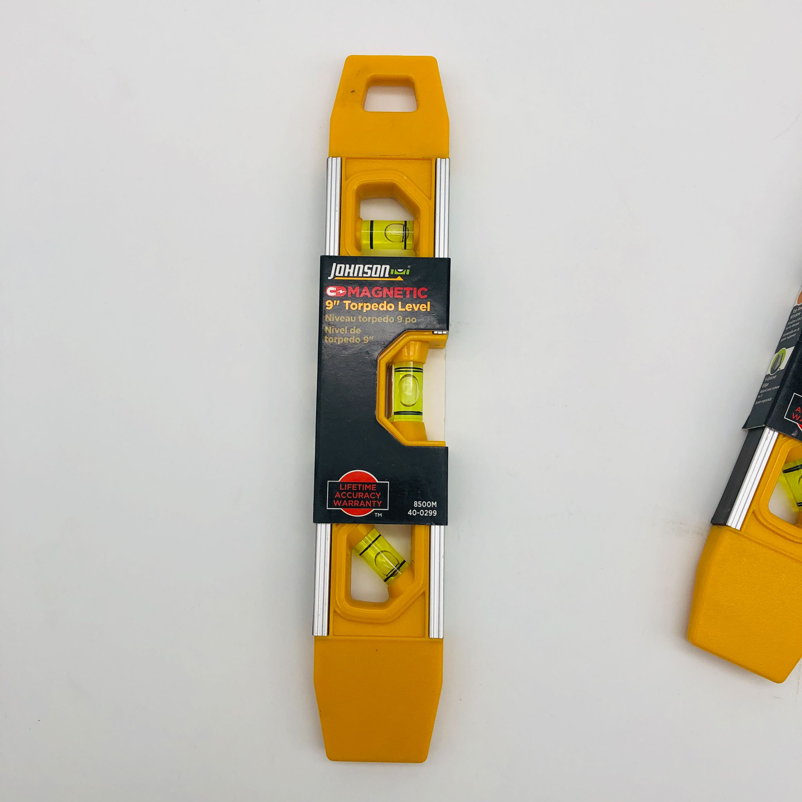 2x Johnson 8500M Torpedo Level Magnetic Aluminum 9" Yellow 2 Levels Per Order