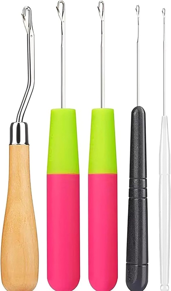 5Pcs/Sets Bent Latch Hook Crochet Hooks Hair Braiding Tools Dreadlocks Differ...