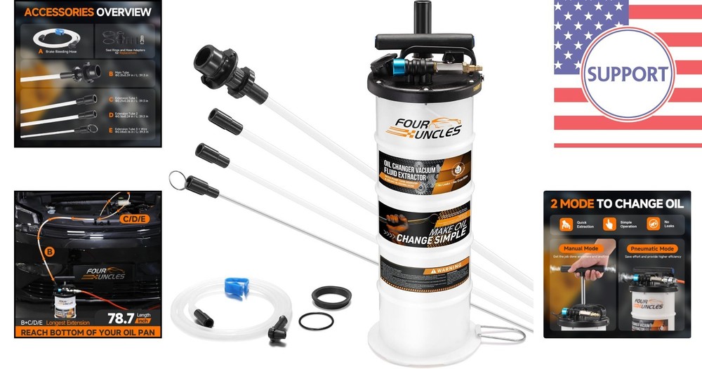 6.5L Pneumatic Oil Extractor with 4 Tubes - Ultimate Solution for Fluid Changes