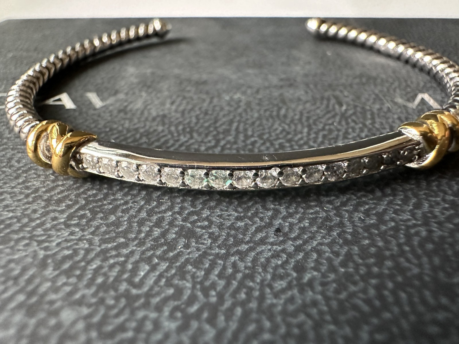 David Yurman Petite Helena Classic Cable Station Bracelet w/ 18K Gold Diamonds M