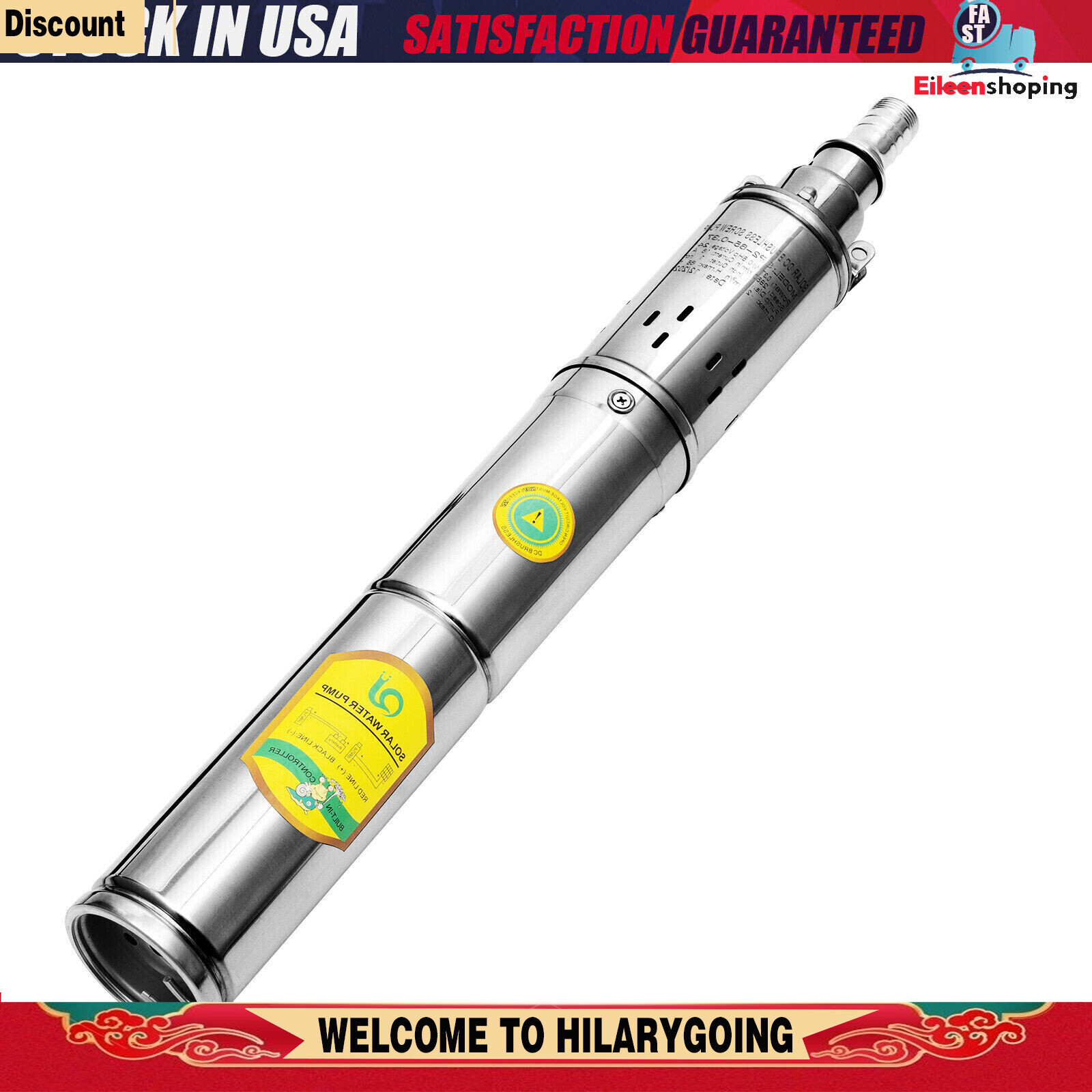 24V 370W Stainless Solar Water Pump Deep Well Solar Submersible Pump Durable New