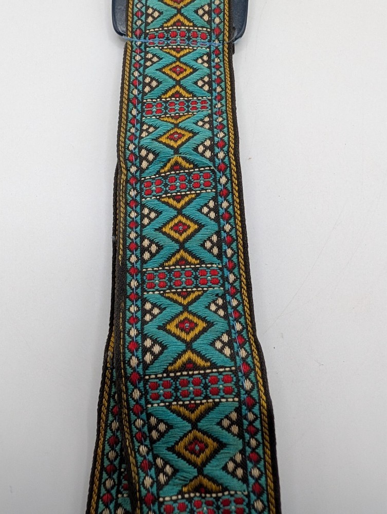 Vintage 70's Camera Neck Strap Woven Pattern Adjustable ~3ft Retro