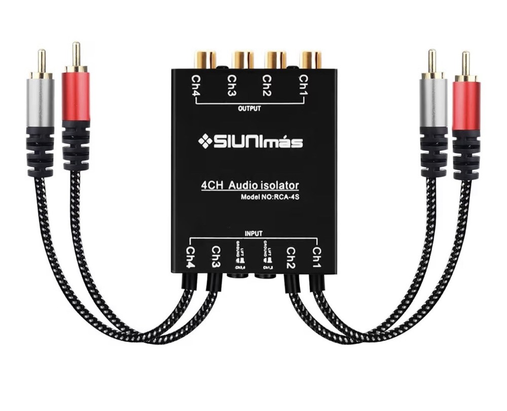 Pro 4-Channel RCA Ground Loop Isolator Noise Filter SIM-4CH-RCA04A