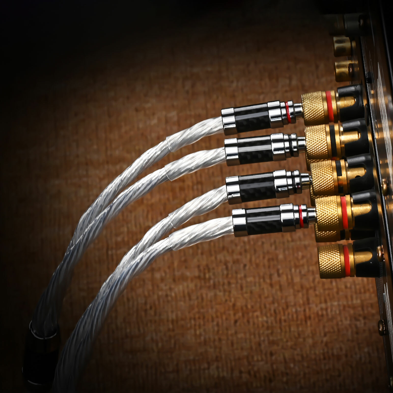 8 Awg HiFi Speaker Wire Cable Silver Plate 8N OCC Carbon Fiber Banana Spade Cord