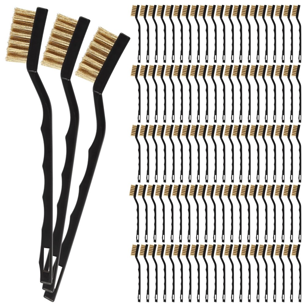 100PCS Brass Wire Brush Set - Rust , Mini Wire Brushes for Cleaning Welding S...