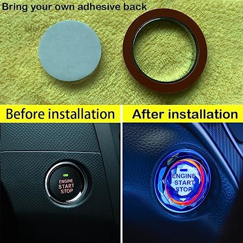 Car Engine Ignition Start/Stop Button Cover,Car Ignition Button Decorative Blue