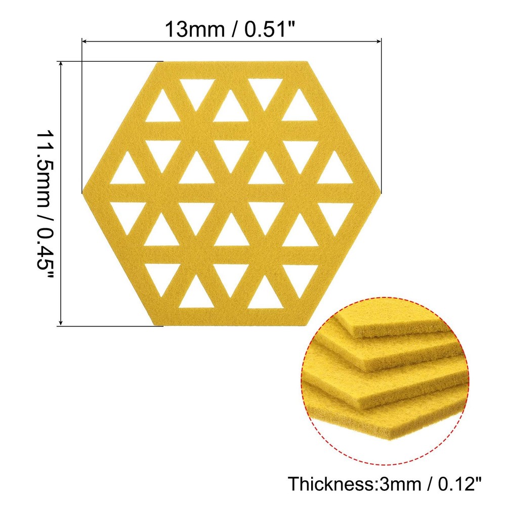 Felt Coasters 12pcs Hexagonal Coasters Coasters, Yellow