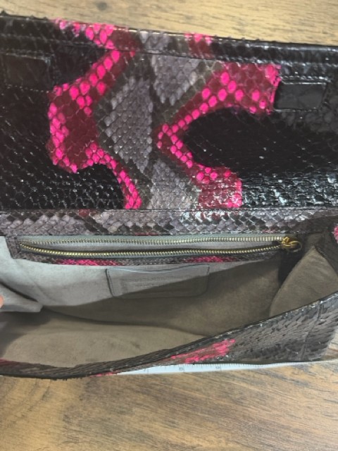 Nancy Gonzalez | Genuine Python Skin Clutch/Wallet in Pink/Black