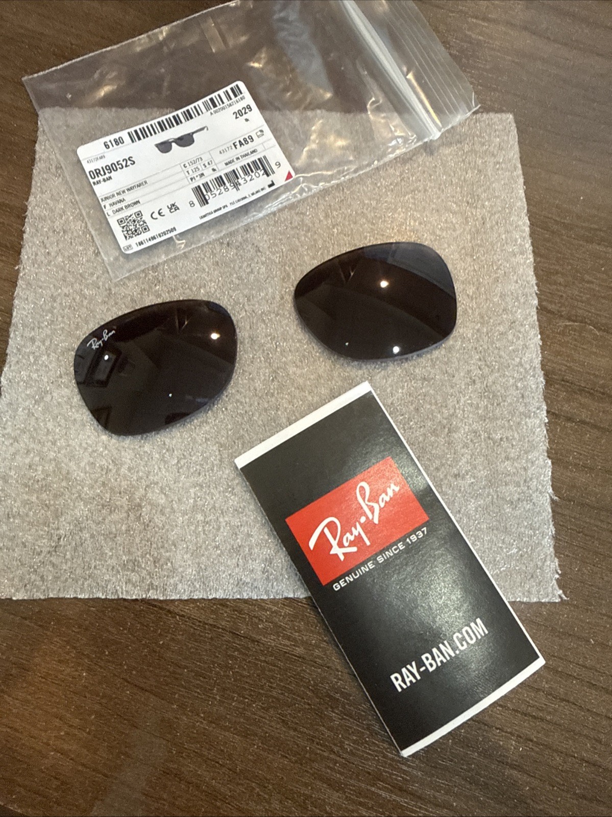 New Authentic RAY-BAN JR Sunglasses RJ9052S BROWN Replacement Lenses (47MM)