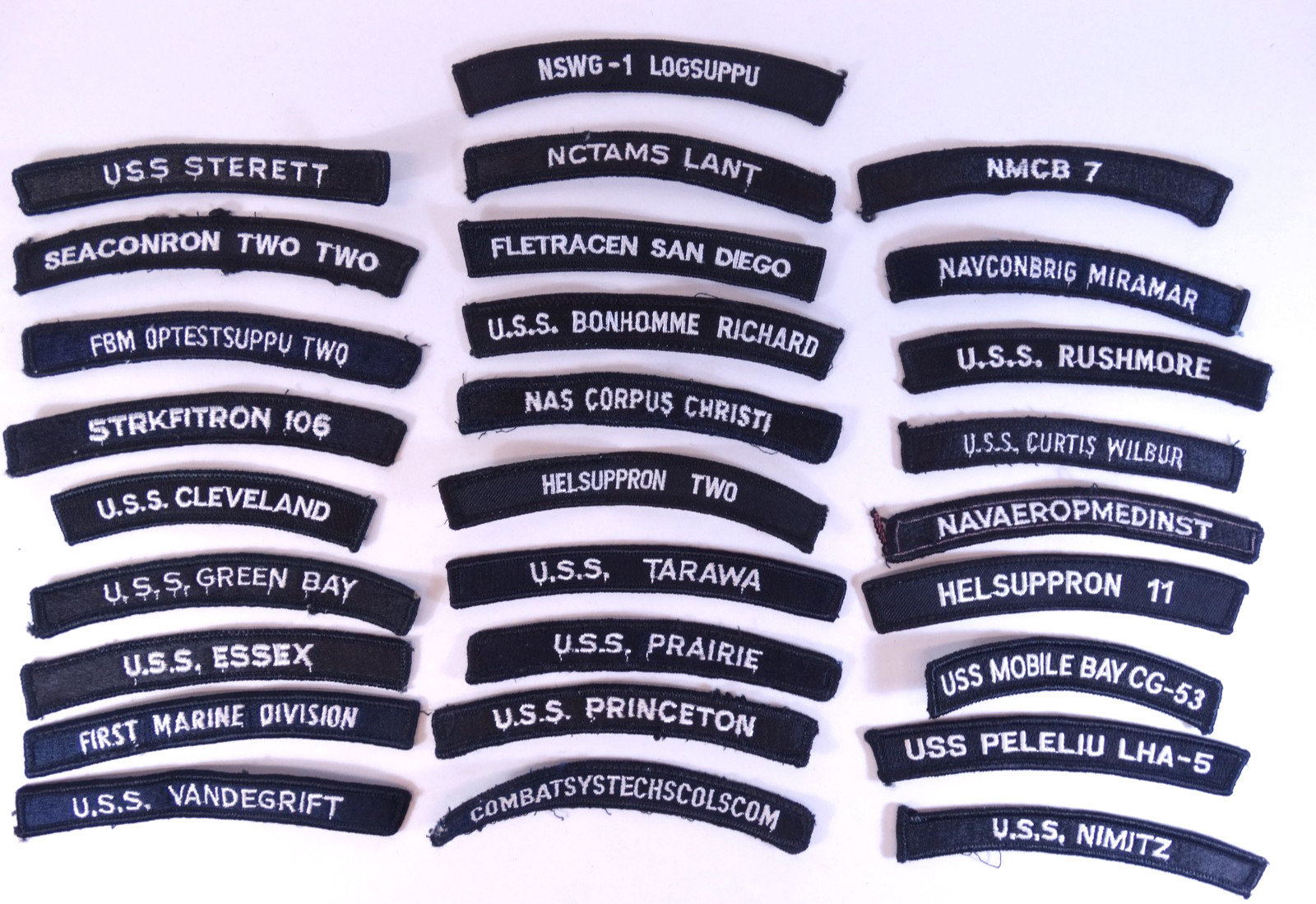 Lot of 28 - US NAVY SHOULDER STRIP TAB Rocker Patches USS Military USA America