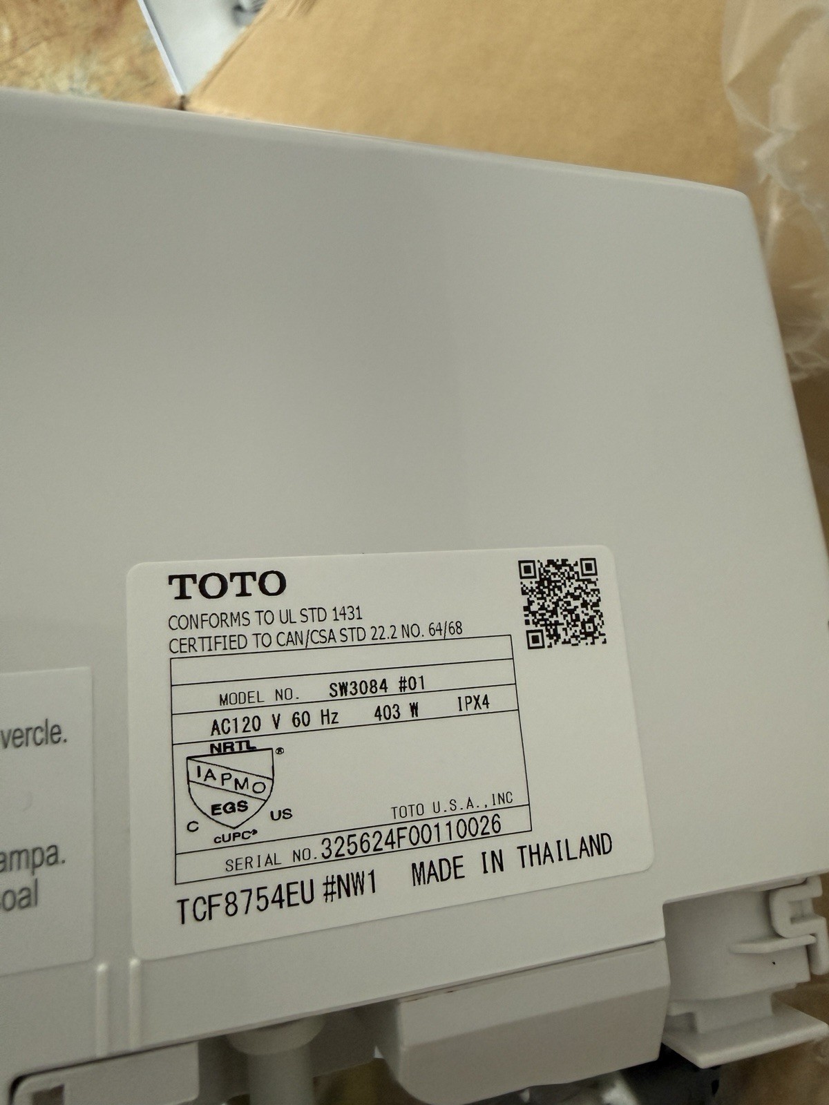 TOTO WASHLET C5 Elongated Electronic Bidet Seat - Cotton #SW3084