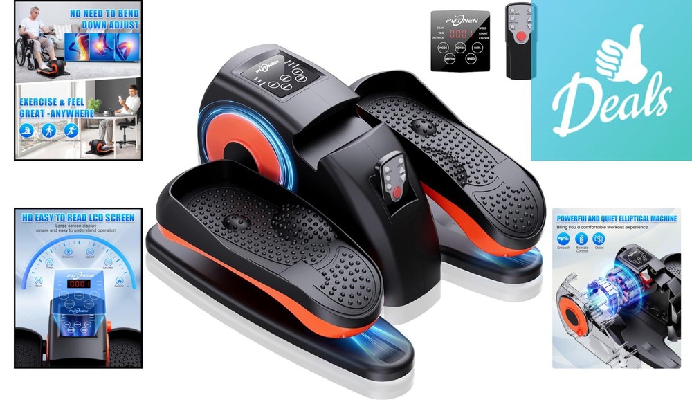 Compact Elliptical Exercise Machine - Low-Impact Pedal Trainer with LCD Display