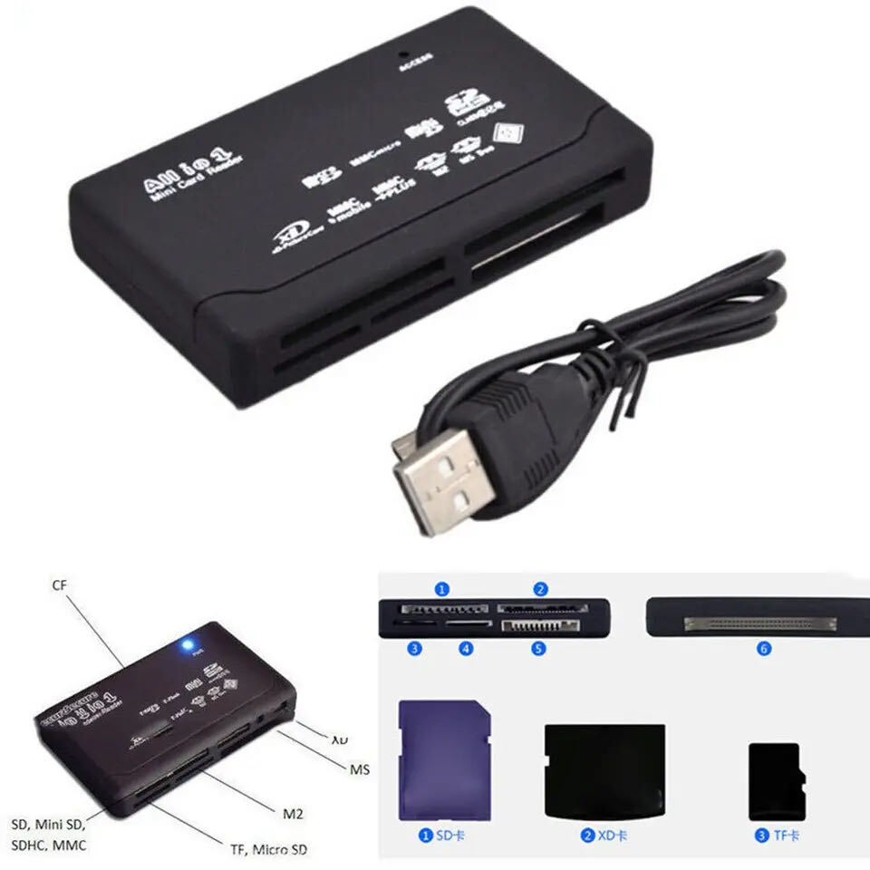 Memory Card Reader Mini 26-IN-1 USB 2.0 High Speed For CF xD SD MS SDHC