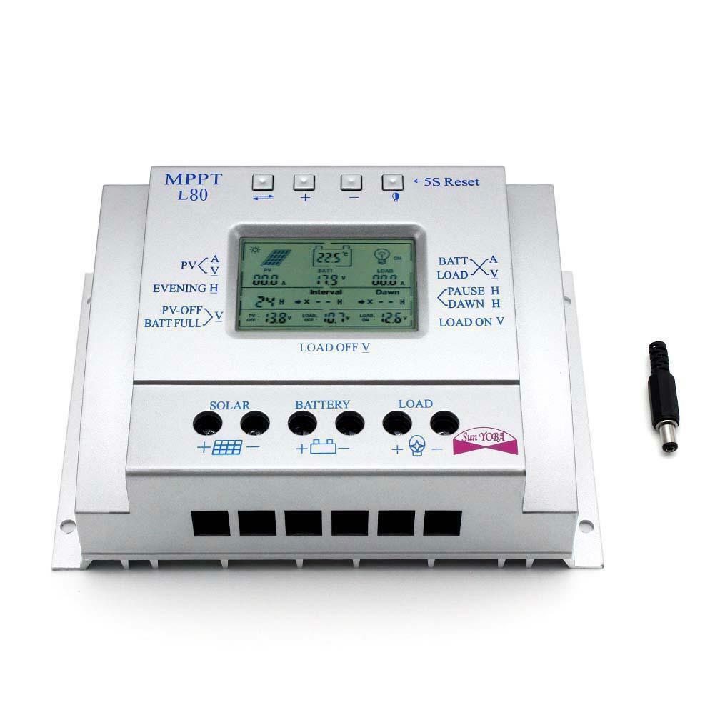 80A 60A MPPT Solar Panel Regulator Charge Controller 12V/24V 1000W/2000W LCD T3