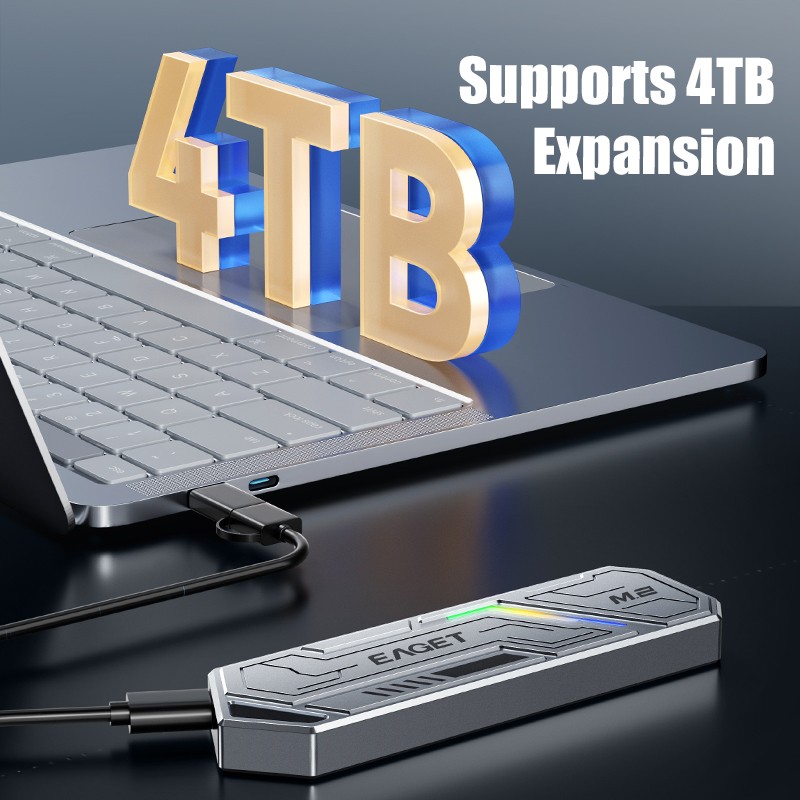 EAGET M.2 NVMe SSD External Portable Enclosure Case Fits PCIe 2280/2242/2230