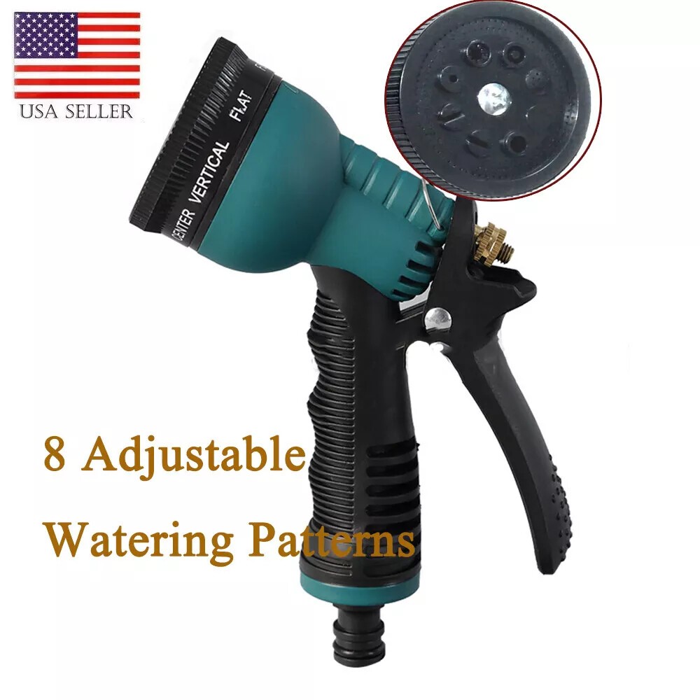 Garden Hose Nozzle Spray Nozzle Heavy Duty High Pressure Leak Proof 8-Pattern US