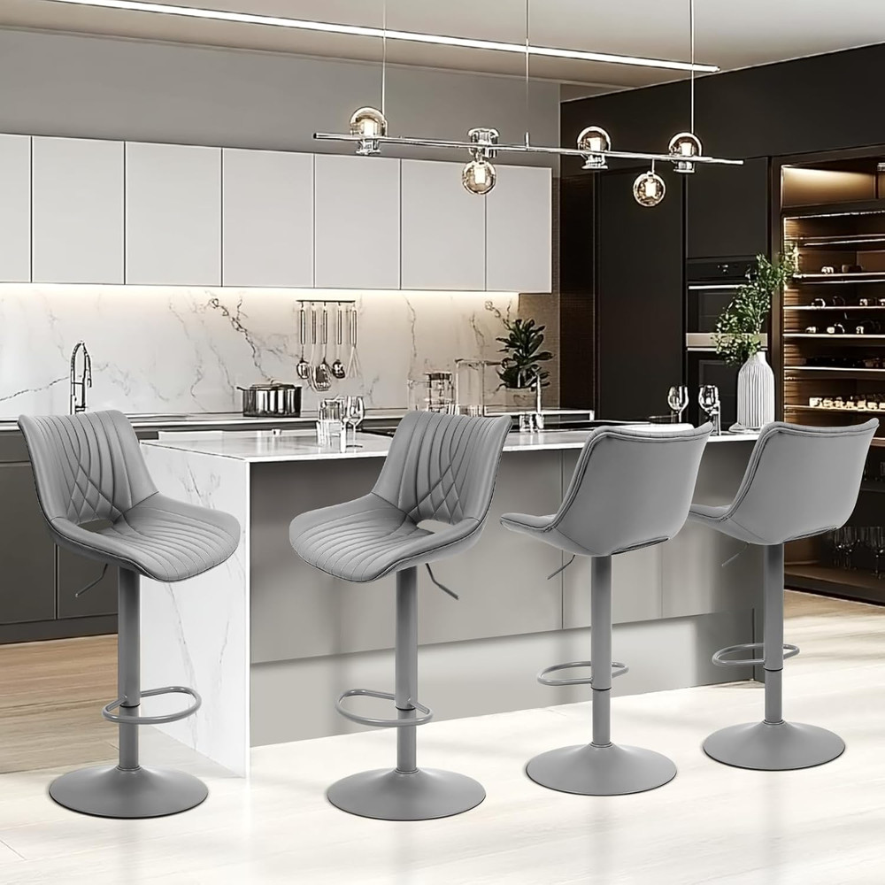Bar Stools Set of 2, Adjustable Counter Height Bar Stools with Open Back and Foo