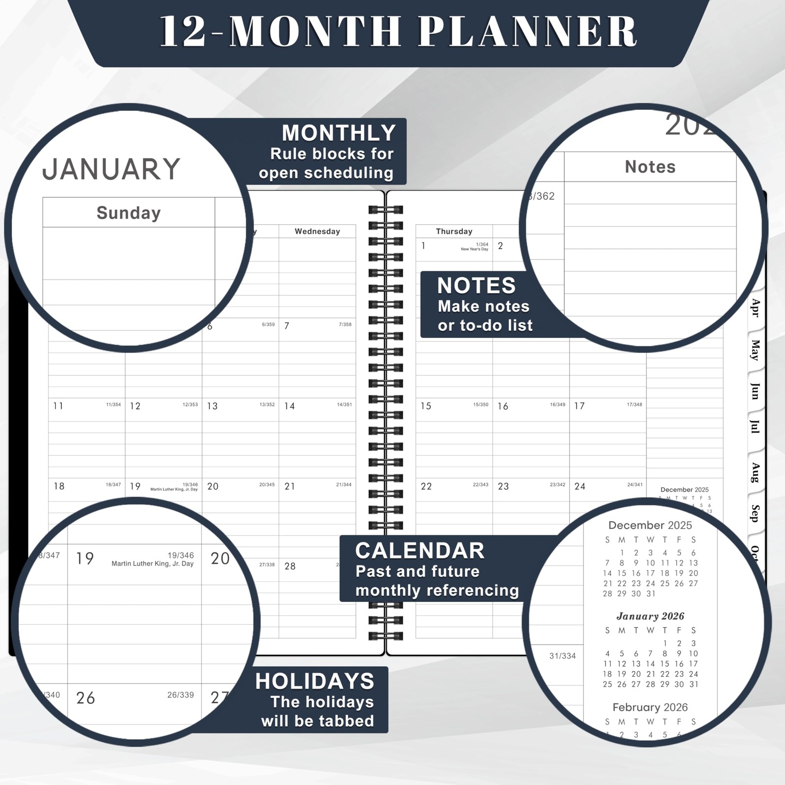2026 Planner - 8” × 10”, Planner Weekly and Monthly 2026, from JAN to DEC 20...