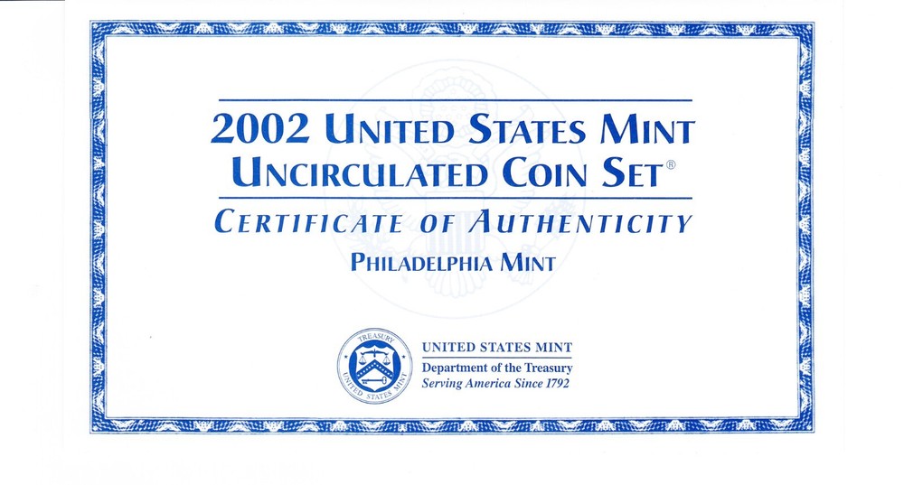 2002 U.S. Mint P&D Uncirculated Coin Set