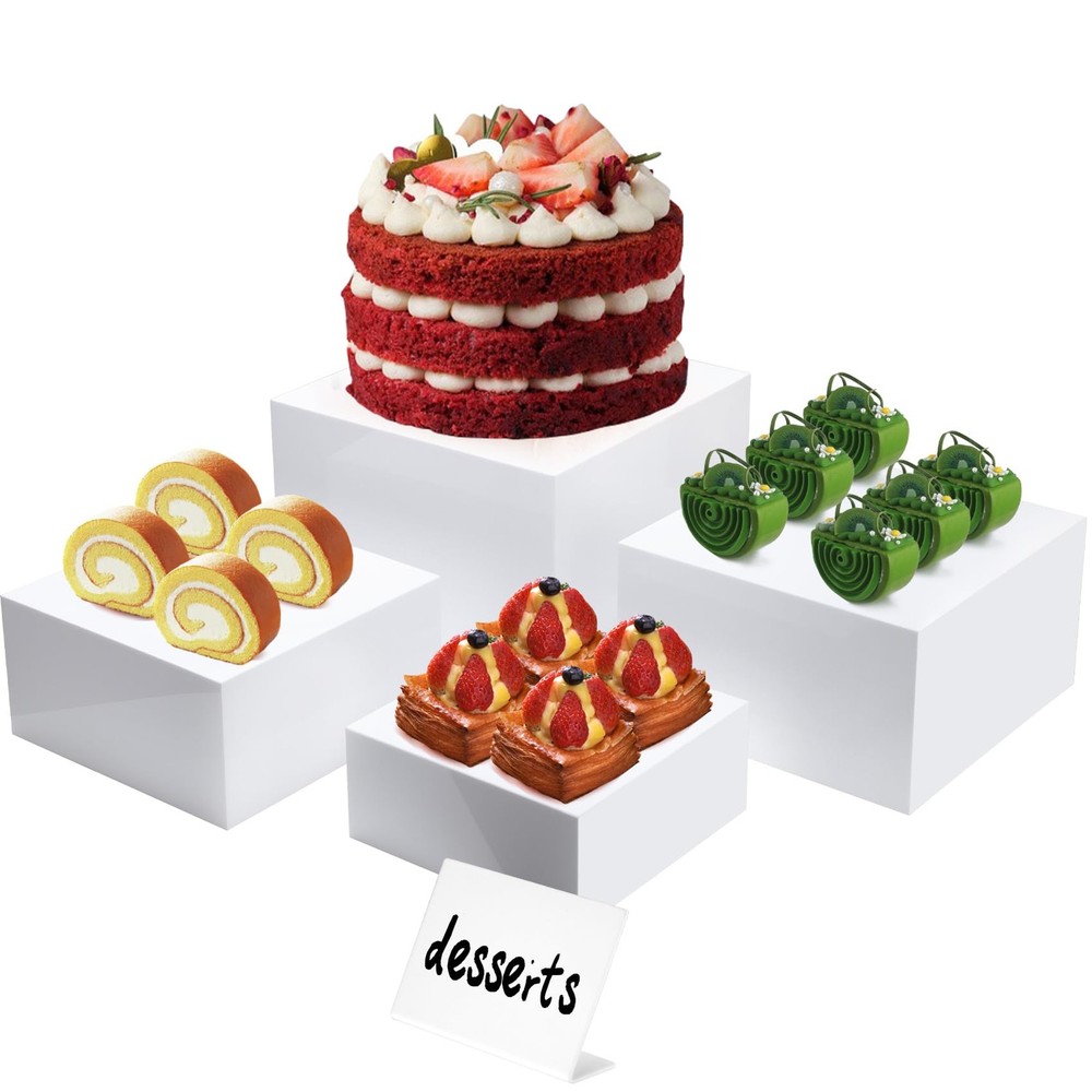 Acrylic Cube Display Risers, Nesting Buffet Food Risers for Table, Display St...