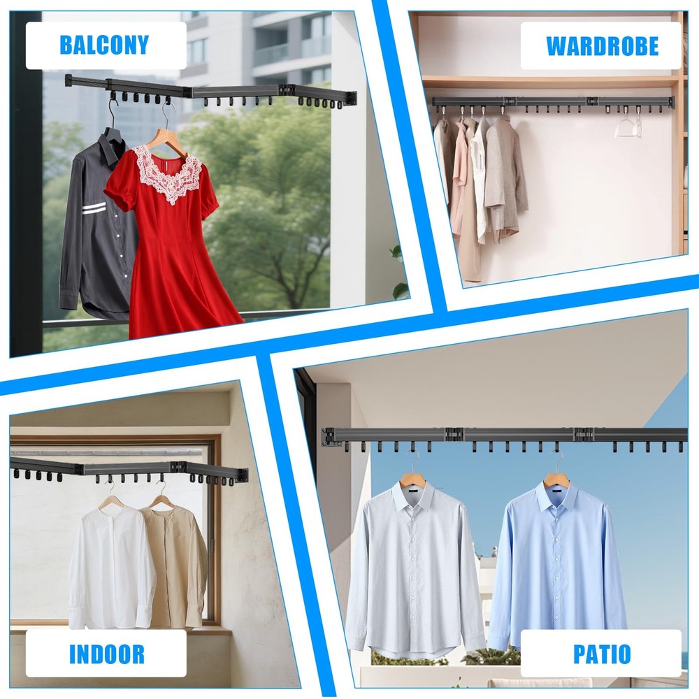 Foldable Wall Mounted Clothes Drying Rack Space Saving Laundry Home Hanger