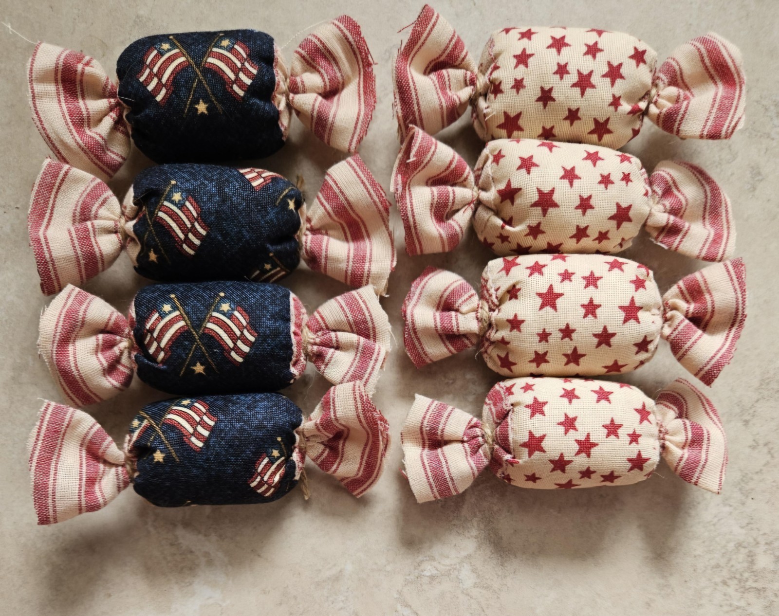 Bowl Filler Americana Patriotic Ornie Fabric 8 Pcs Candy Tier Tray Fabric Decor