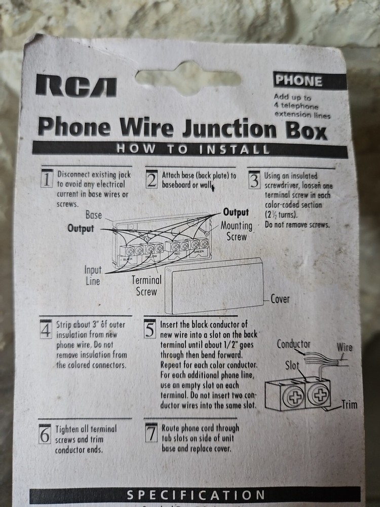RCA Wire Phone Junction Box Electrical