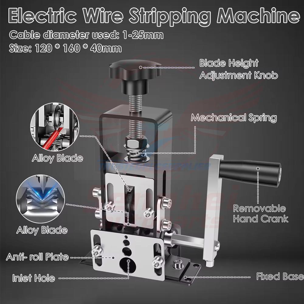 Manual Wire Stripping Machine Portable Cable Stripper 1mm to 25mm US