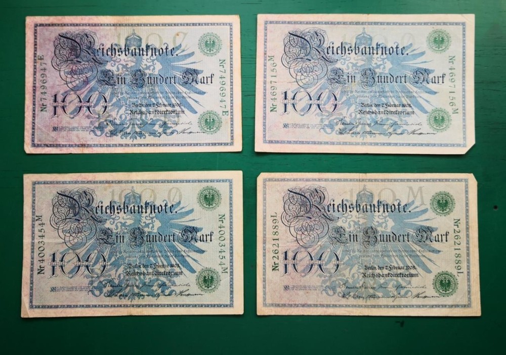Germany Marks 1908 Note x4 Banknotes #931