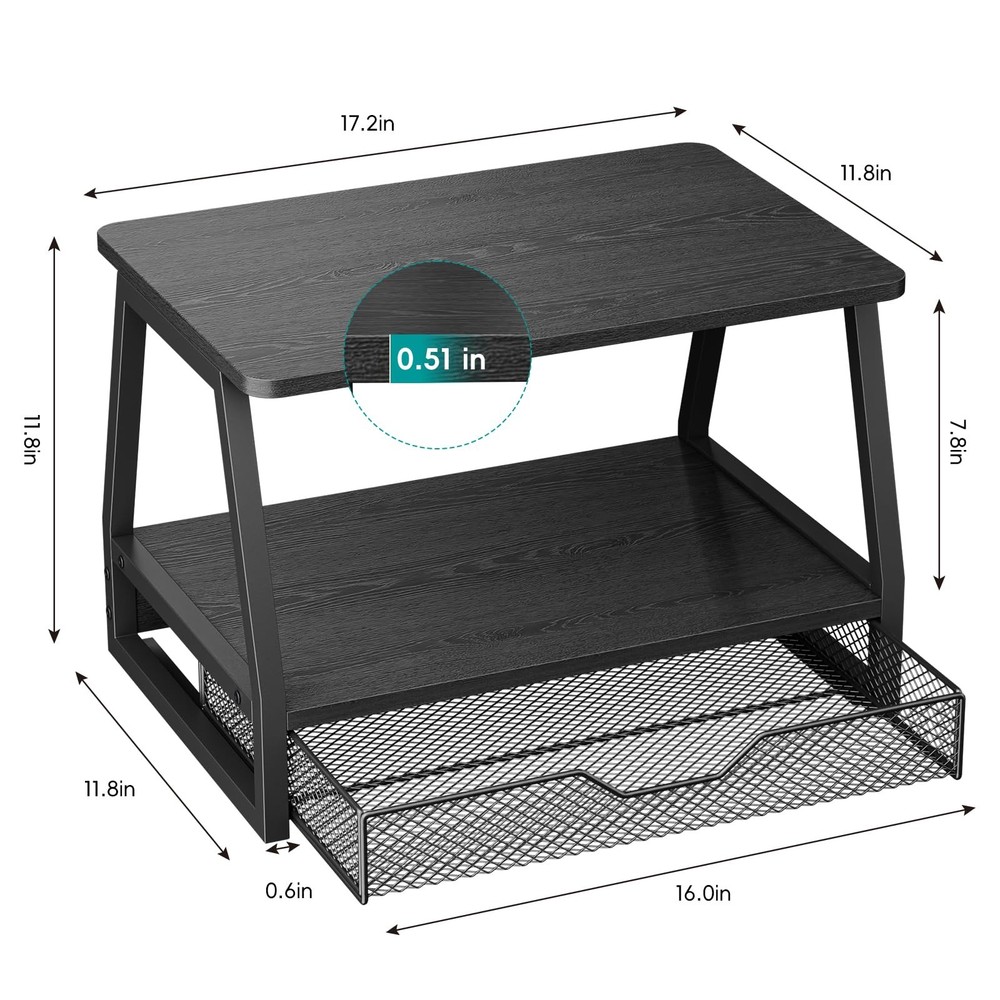 2-Tier Printer Stand with Storage, Desktop Organizer for Printer , Desk Shelf...