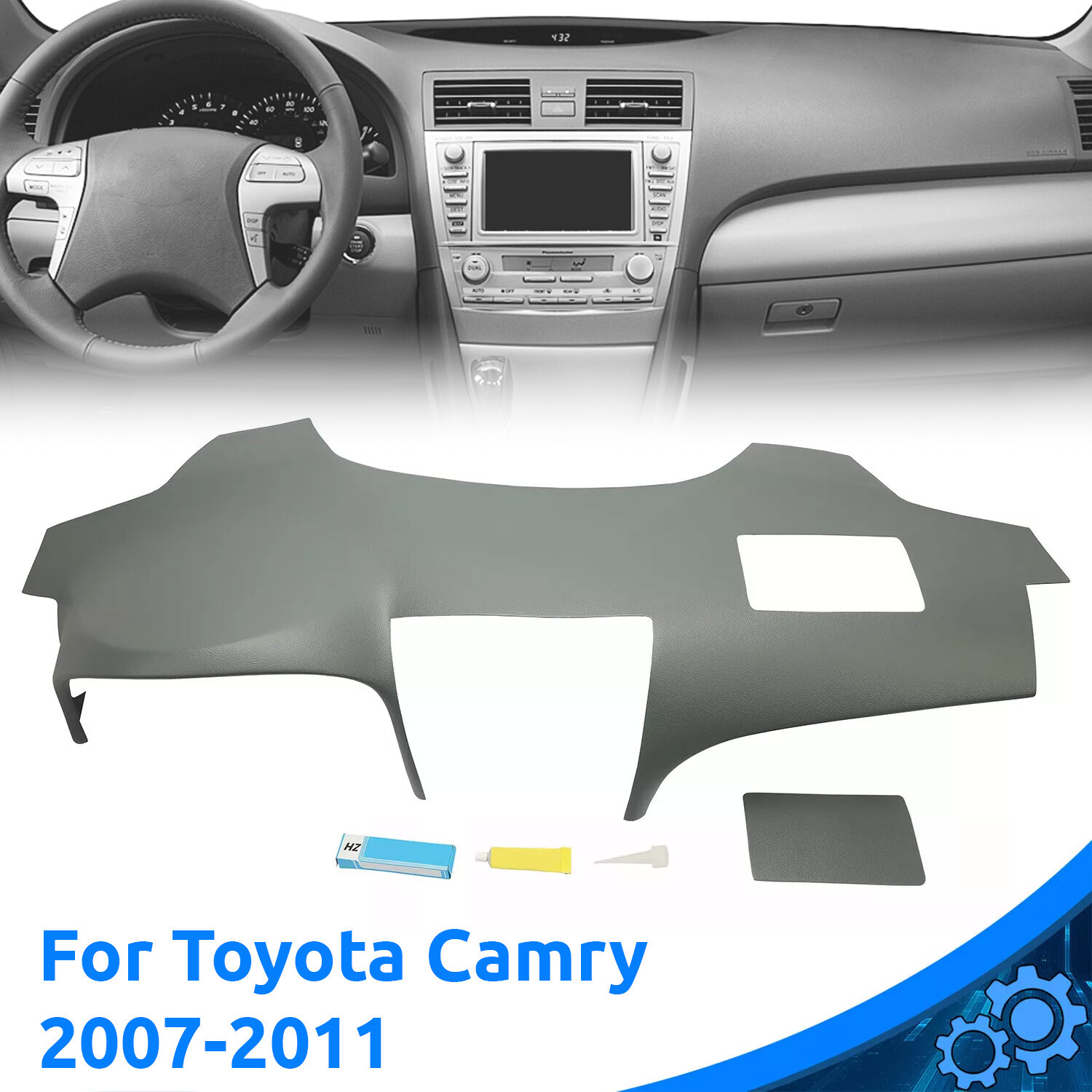 Dashboard Pad Dash Cover Cap Gray ABS For Toyota Camry 2007-2011