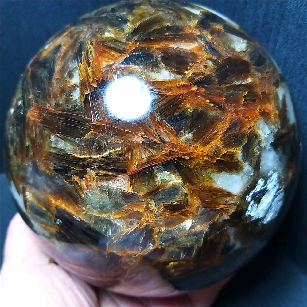 RARE 3200G Natural Brown Tourmaline Unicorn Gem Mica Symbiotic Stone Ball AC1013