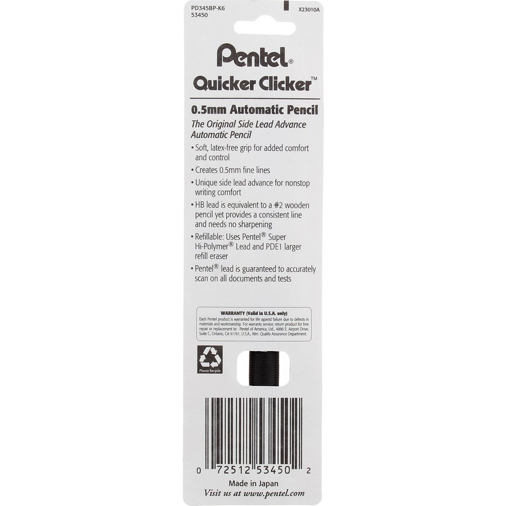 3 Pack Pentel Quicker Clicker Automatic Pencil Fine 0.5 oz